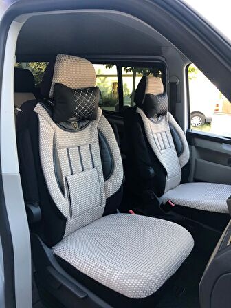 Fiat Doblo Cargo Uyumlu 1+1 Koltuk Kılıfı - GRİ - SİYAH