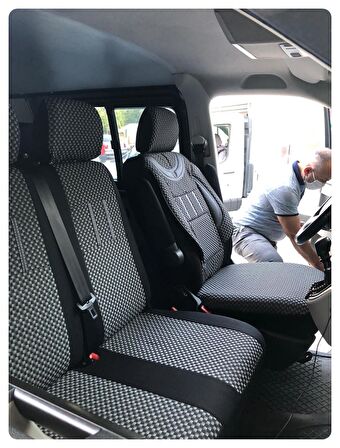 IVECO DAİLY 85 Kamyonet Uyumlu 2+1 Koltuk Kılıfı - KIRMIZI - SİYAH