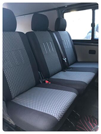 Volkswagen Transporter Kamyonet Uyumlu 5+1 Çift Kabin Koltuk Kılıfı - BEJ - SİYAH