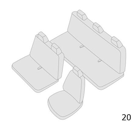Volkswagen Transporter Kamyonet Uyumlu 5+1 Çift Kabin Koltuk Kılıfı - SİYAH