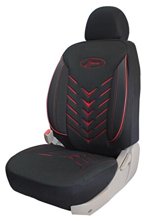 Chery Alia  Uyumlu Keten Kumaş Oto Koltuk Kılıfı - SİYAH-KIRMIZI
