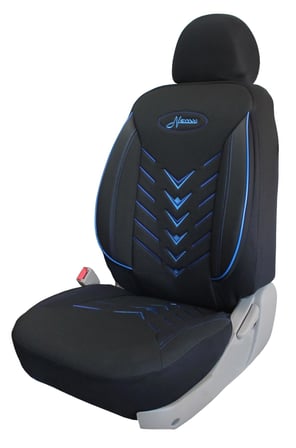 Hyundai i40 Uyumlu Keten Kumaş Oto Koltuk Kılıfı - SİYAH-MAVİ