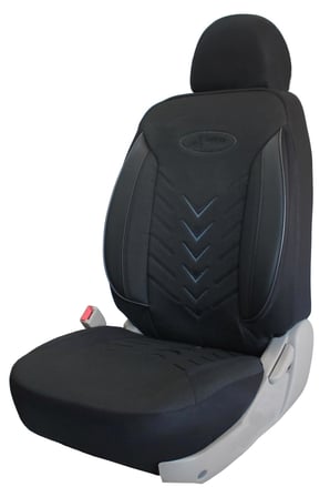 KİA Carens  Uyumlu Keten Kumaş Oto Koltuk Kılıfı - SİYAH-GRİ