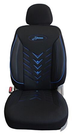 Seat Altea Uyumlu Keten Kumaş Oto Koltuk Kılıfı - SİYAH-MAVİ