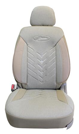 Seat İbiza Yeni Kasa  Uyumlu Keten Kumaş Oto Koltuk Kılıfı - DÜZ BEJ