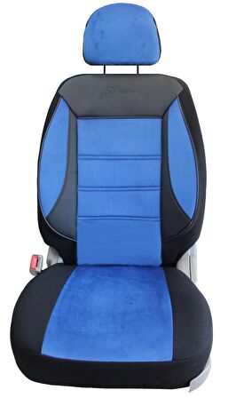 Daewoo Racer Uyumlu Tay Tüyü Kumaş Oto Koltuk Kılıfı - MAVİ-SİYAH