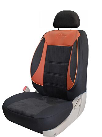Renault 19  Uyumlu Tay Tüyü Kumaş Oto Koltuk Kılıfı - SİYAH-TABA