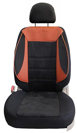 Seat Leon Yeni Kasa  Uyumlu Tay Tüyü Kumaş Oto Koltuk Kılıfı - SİYAH-TABA