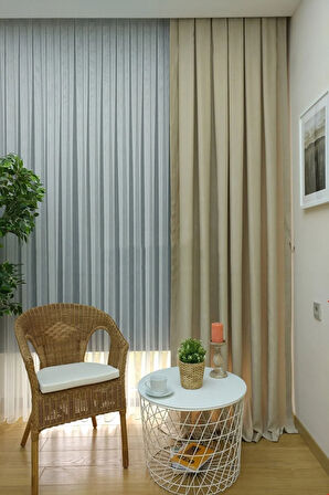 Fon Kumaş Perde Toprak Renk Kadifemsi Yumuşak Soft Kanat Yan Perde 1e 3 Dökümlü Pile