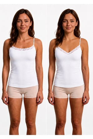 Kadın Çift Taraflı Dantelli İp Askılı Atlet %95 Bambu %5 Elastan Yumuşak Esnek İç Giyim S-2XL