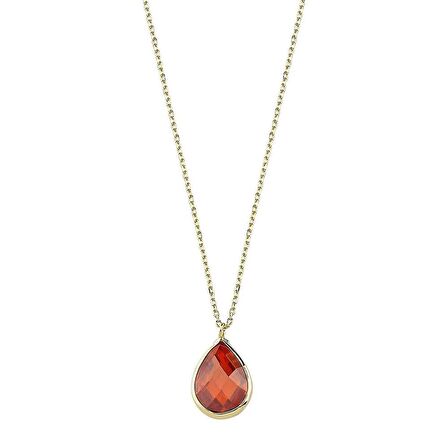 Bilezikhane 14 Ayar Altın Kolye Kırmızı Taşlı 1.10 Gram