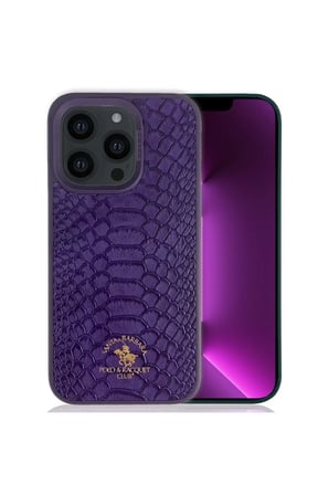 Santa Barbara Polo Knight-iphone 14 Pro Kilif.yılan Derisi Tasarımı.iphone 14 Pro Deri Kılıf