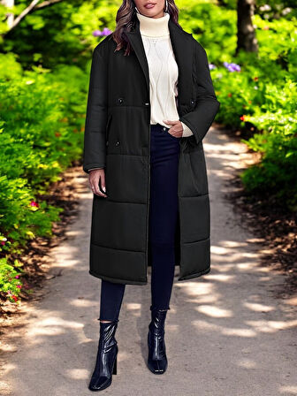 Kışlık Uzun Astarlı Şişme Kadın Mont