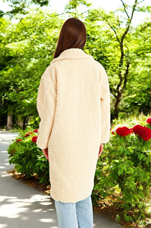 Kışlık Düğmeli Şık Peluş Ceket