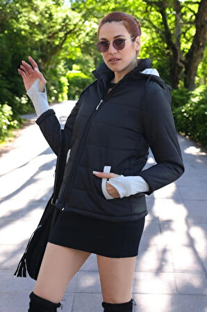 Günlük Su Geçirmez Kısa Rahat Şişme Kadın Mont