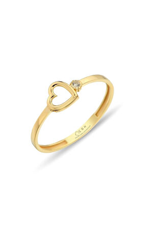 14 Ayar Çıtır Kalp Altın Yüzük