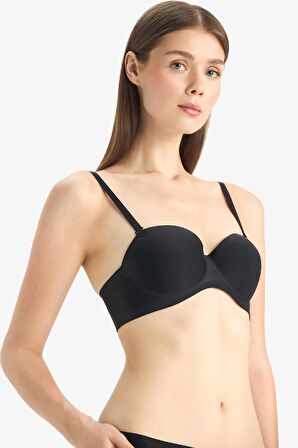DeFacto Push Up Micro Dolgulu Push Up Straplez Sütyen-Fall in Love C1526AX25SPBK81