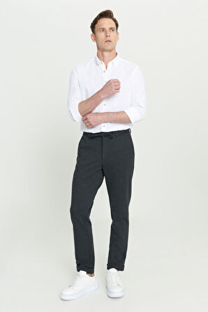 Slim Fit Dar Kesim Beli Bağlamalı Esnek Pantolon