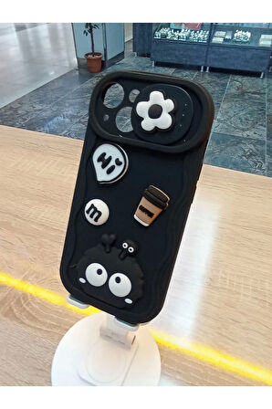İPhone 14 Uyumlu Kamera Bölümü Kapanabilir Sürgülü Coffee Kılıf Darbe Korumalı Kapak