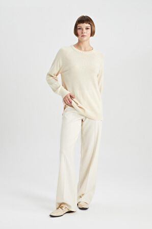 DeFacto Relax Fit Bisiklet Yaka Basic Kazak X3066AZ23WNBG411