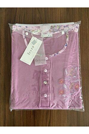 Gül Kurusu Çiçekli Pijama Takımı