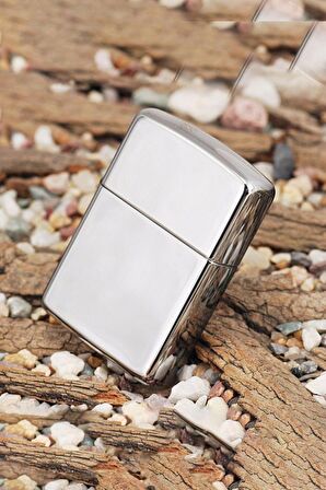 Zippo Çakmak Polish Parlak Gri Hediyelik Benzin Taş Set du10polis