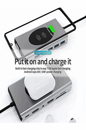 14IN1 HUB 10W Magsafe Özellikli VGA HDMI 3.5mm Sd/tf Kart TypeC To HDTV Pd USB 3.0 USBC
