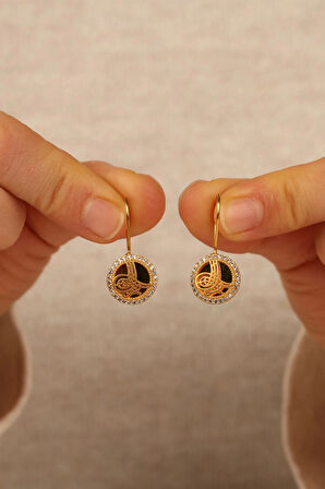 14 Ayar Tuğra Altın Küpe