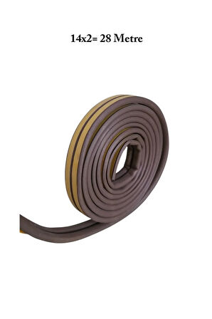 Kapı Pencere Fitili Yapışkanlı ( Kahverengi ) Kapı Pencere Bandı Bantları 14*2Metre=28 Metre