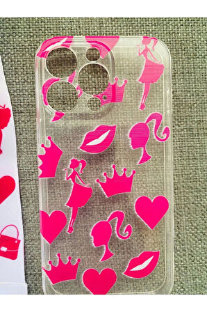İPhone 14 Pro Uyumlu Barbie Özel Tasarım Telefon Boyun Askılı Set Kılıf