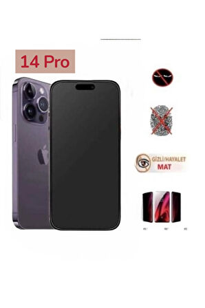 Iphone 14 Pro Mat Hayalet Ekran Gizli Privacy Tam Kaplayan Kırılmaz Cam Seramik Ekran Koruyucu