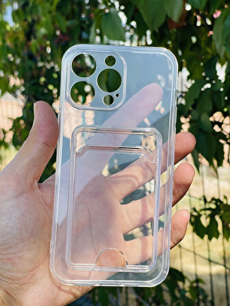 Apple iPhone 14 Pro Max Kılıf Şeffaf Kartlıklı Silikon Azn-SetraKart