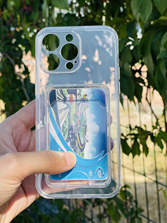 Apple iPhone 14 Pro Max Kılıf Şeffaf Kartlıklı Silikon Azn-SetraKart