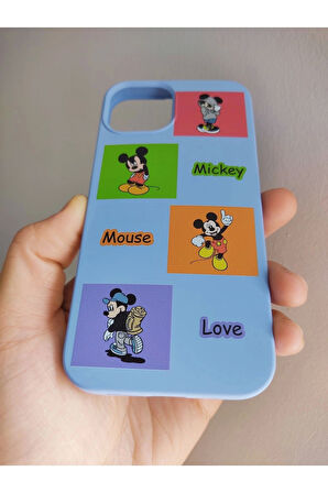 İPhone 14 Pro Uyumlu Mickey Mouse Tasarım Telefon Boyun Askılı Set Kılıf