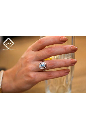 14 Ayar Turkuaz Çıtır Baget Tektaş Altın Yüzük