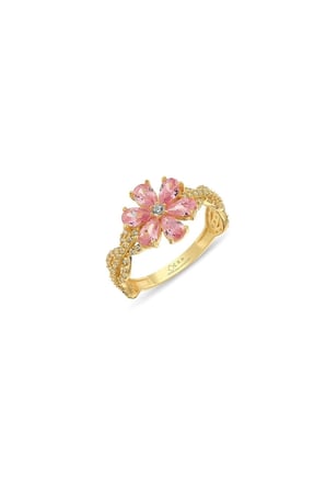 Pembe Çiçek Altın Yüzük Zy0296 14yeni0108