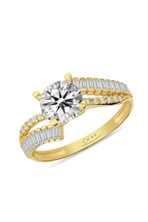 Sevgililer Günü Altın Tektaş Yüzük 14yeni0130