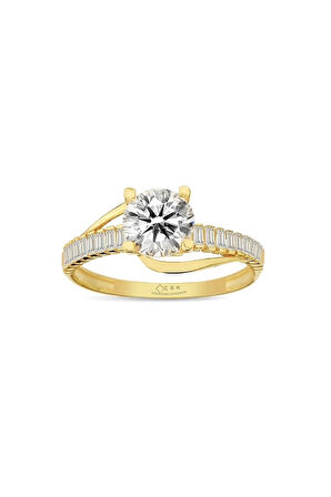 Sevgililer Günü Altın Tektaş Yüzük 14yeni0131