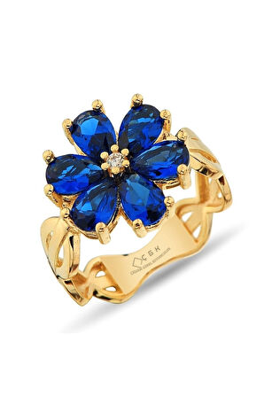 Mavi Çiçek Altın Yüzük Cgkyy001 14yeni0042