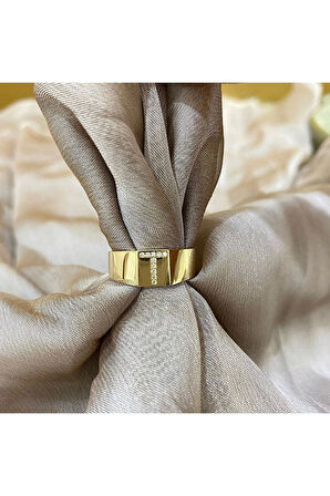 T Harf Altın Yüzük 14yeni0096