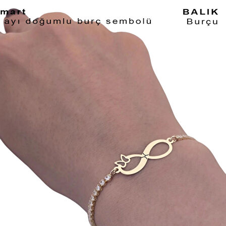 Baharın Canlılığını Yansıtan, Beyaz Taşlı ve Sonsuzluk Kelebek Motifli 14 Ayar Altın Plakalı Mart Bilekliği