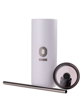  Paslanmaz Çelik Şeffaf Kapaklı Beyaz Mug Termos 600 ml No:84
