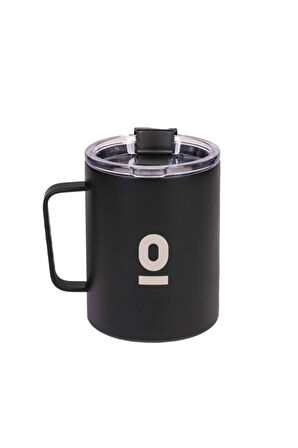 Paslanmaz Çelik Siyah Metal Kupa 420 ml Vakum Kapaklı Isı Yalıtımlı No:91