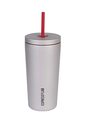 Espressolab Gri Metal Paslanmaz Çelik Pipetli Termos 520 ml Kapaklı No:94