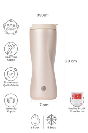 Paslanmaz Çelik Espressolab Sarı Termos 350 ml Vakumlu Kapaklı No:138