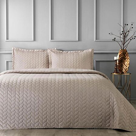 Taç Glory Microfiber Çift Kişilik Yatak Örtüsü Camel