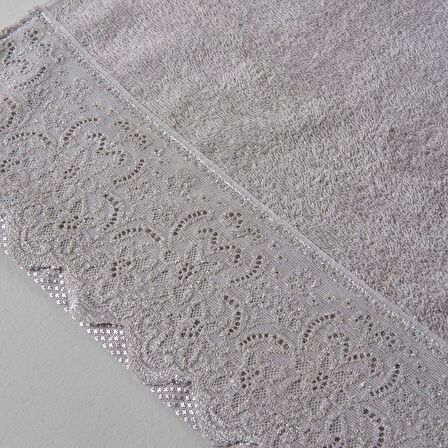 Linens Lace Pamuk 50x80 cm Yüz Havlusu Gri