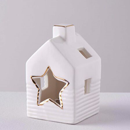 Linens Star 6x6x9,5 cm Ledli Dekor Beyaz