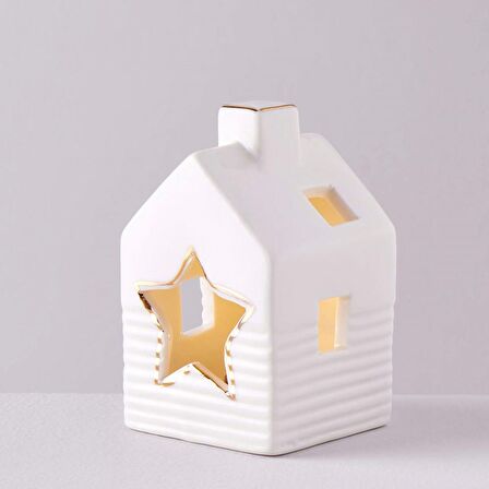 Linens Star 6x6x9,5 cm Ledli Dekor Beyaz