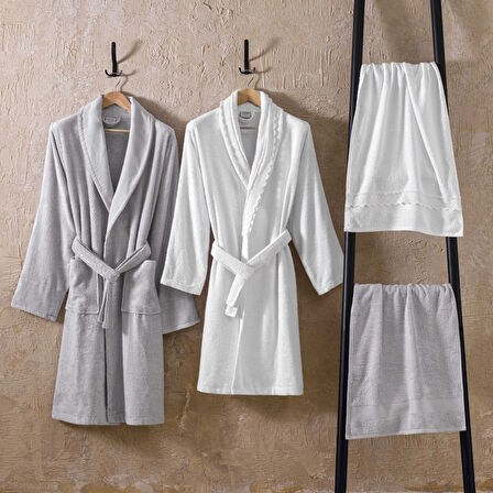 Linens Allure Bambu 4'Lü Set Beyaz-Gri